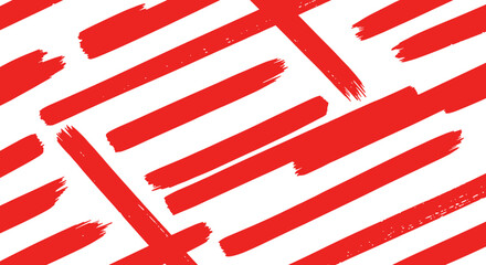 Poster - Red brush strokes on white background: abstract artistic pattern desig