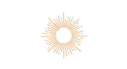 Poster - Minimalist radiating sunburst with orange linear rays on white backgro