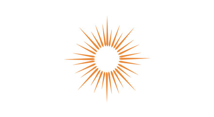Poster - Radiant orange sunburst design with symmetrical rays on a white backgr