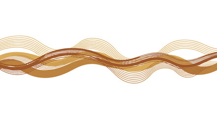 Poster - Abstract wave pattern with brown and gold lines on white background