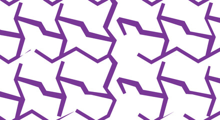 Poster - Geometric seamless pattern with purple zigzag shapes on white backgrou