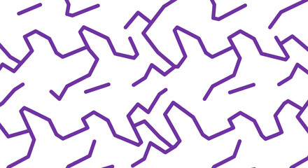 Poster - Abstract purple geometric pattern with interlocking zigzag lines