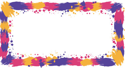 Poster - Colorful grunge frame with abstract paint splatters on white backgroun