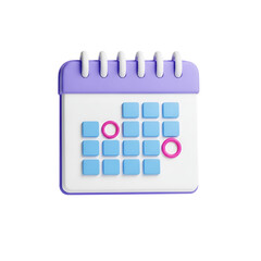 Aufkleber - 3d icon of a 3d calendar illustration with marked dates isolated on transparent background