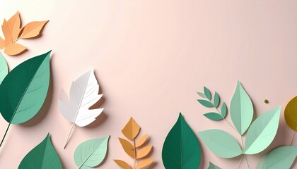 Poster - Colorful paper leaves arrangement abstract art studio setting minimalist design close-up view nature-inspired aesthetic for creative projects
