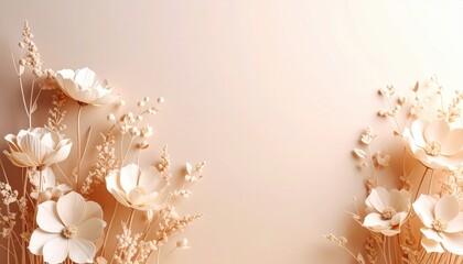 Aufkleber - Elegant floral arrangement on soft beige background interior decor photography calm environment close-up view aesthetic concept