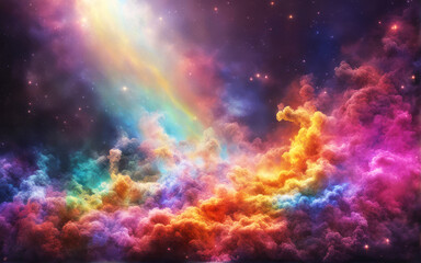 Wall Mural - cloud light of god eye abstract colorful of galaxy nebular with stars and smoke on the space in universe background