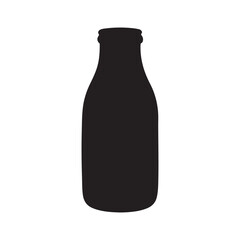 Poster - Empty glass milk bottle silhouette vector flat illustration design. Glass milk bottle outline