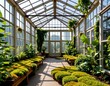 © Vi - Lush Greenhouse Interior with Sunlight and Plants