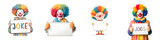 Cheerful Clowns Holding Signs: Comedy and Entertainment
