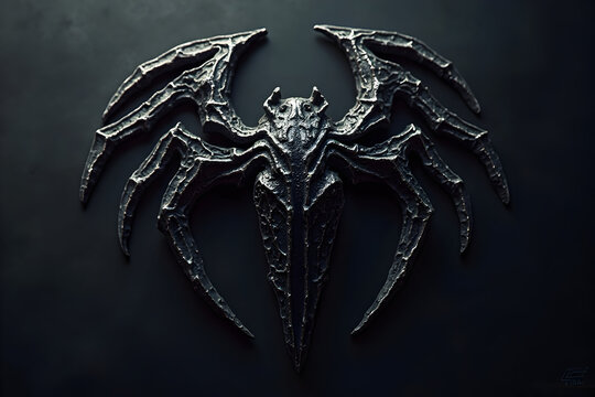 Metallic Spider Sculpture on Dark Background Detail