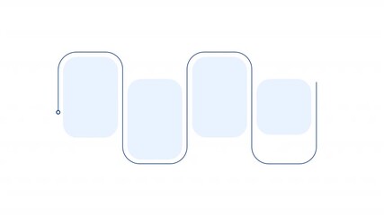 Poster - Education material blue rectangle infographic 5 steps template animation. Sequence options HD video. Animated blank diagram visualization. Process layout empty design element. Motion graphics