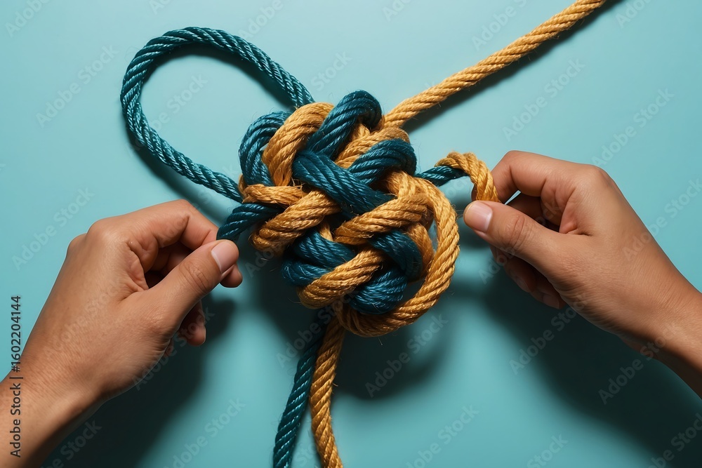 Untangling A Rope Hands Untangling Intertwined Ropes - Solving Complex Problems ...