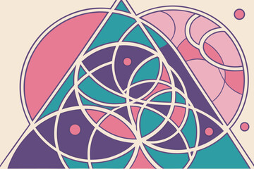 Poster - Geometric shapes and patterns in vibrant pastel colors on a light background creating a modern artistic composition