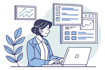 Poster - Working professional analyzing data and managing tasks in a modern office environment during the day