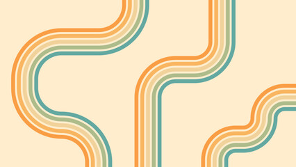 Wall Mural - abstract background of rainbow groovy wavy line design in 1970s hippie retro style. vector pattern r