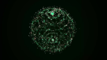 Poster - Futuristic digital sphere from dots and lines. Network connection structure. Big data visualization. 3D rendering.