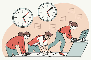 Poster - Team members collaborate in a creative workspace to meet deadlines and improve project outcomes while managing time effectively