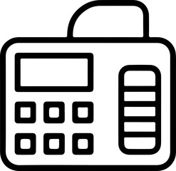 Aufkleber - Simple black and white line art icon of a fax machine with a keypad and paper slot