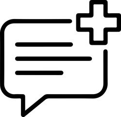 Poster - Simple line icon of a speech bubble with a plus sign indicating new message or health information