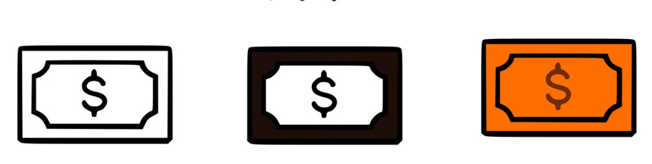 Aufkleber - Three variations of a stylized dollar bill graphic.