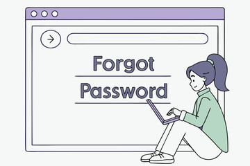 Aufkleber - Young woman sitting on the floor using a laptop while exploring options for resetting her password on a digital device in a modern indoor space
