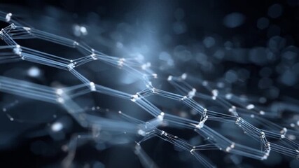 Poster - Graphene structure: Abstract depiction of a graphene structure, showcasing the hexagonal lattice with glowing nodes.