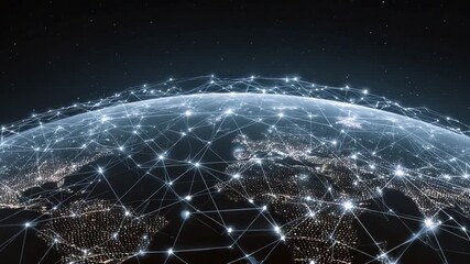 Poster - Digital Earth Connection: A mesmerizing digital depiction of Earth, intricately interlaced with a luminous web of connections.