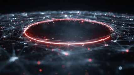 Poster - Digital Universe: An abstract representation of a digital universe or data flow, featuring a glowing red circular element at its center and interconnected lines. This image signifies connectivity.