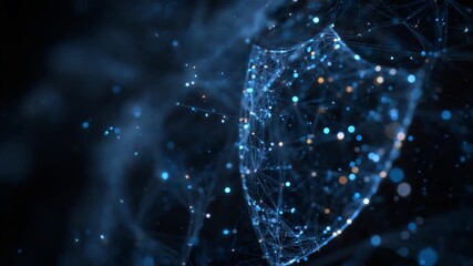 Poster - Digital Fortress: Abstract cyber shield constructed from interconnected lines and glowing nodes, representing robust security and data protection.