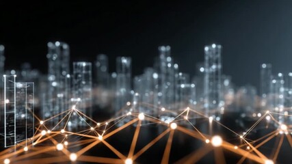 Poster - Digital Cityscape: An abstract representation of a futuristic metropolis, showcasing interconnected networks of data and communication pathways.