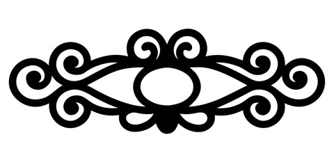 Poster - Ornate flourish design element with swirling lines perfect for elegant invitations and classic branding projects, black on transparent