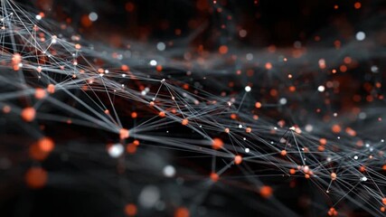 Poster - Abstract Digital Network: A mesmerizing view of interconnected lines and vibrant points, illustrating the complex web of digital connectivity, data exchange, and technological innovation.