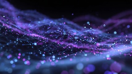 Poster - Abstract Network Universe: A captivating display of interconnected nodes and flowing lines, evoking a sense of cosmic connection. Illuminated by a radiant gradient of blues and purples.