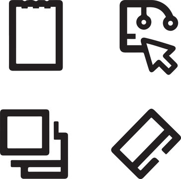 Four black outline icons on white background vector
