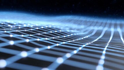 Poster - Digital Abstract Wave: Captivating visual representation of data flow. Interconnected nodes create a dynamic wave pattern. Represents the digital world and data streams.