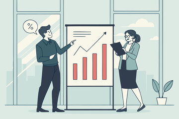 Poster - Professionals discussing business growth in a modern office setting with charts and graphs