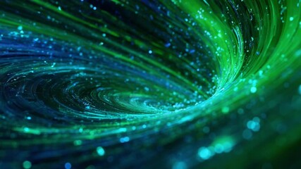 Poster - Cosmic Energy: An enchanting swirling vortex of vibrant green and blue hues, evoking a sense of infinite cosmic energy. Captivating abstract art.