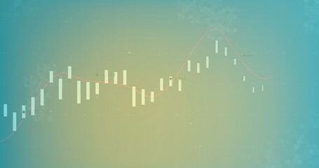 Leinwandbilder - Displaying candlestick chart on analytic dashboard with white bars, red line and circular markers