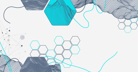 Poster - Abstract wireframe background. Modern science or technology art elements. Surface illustration.