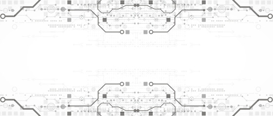 Poster - Technological background in gray colors. Used technical lines and a pattern of squares with different shades of gray.