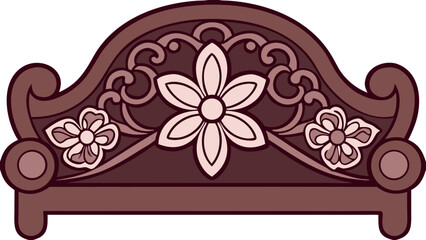 Poster - Elegant floral motif with intricate scrolling patterns and symmetrical flower designs in a rich, warm color palette