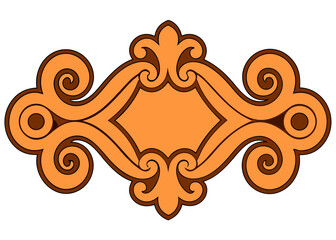 Poster - Elegant ornamental flourish with warm orange and brown tones, perfect for decorative borders and vintage designs