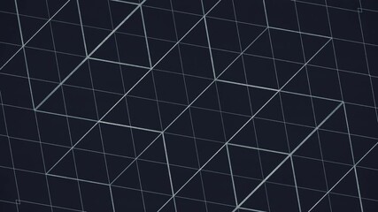Poster - Digital seamless loop animation in which contours of white glowing rectangles form a single composition, creating an optical effect of movement. The dark background. 3d rendering 4K