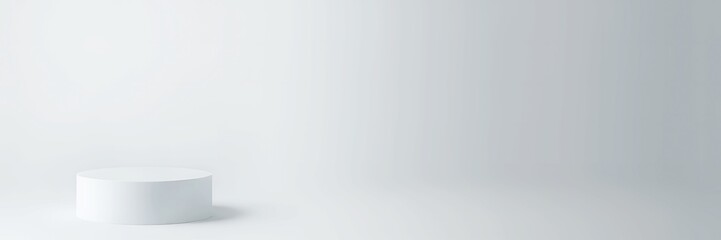 Poster - Clean white cylindrical platform on a light gray background pedestal stage