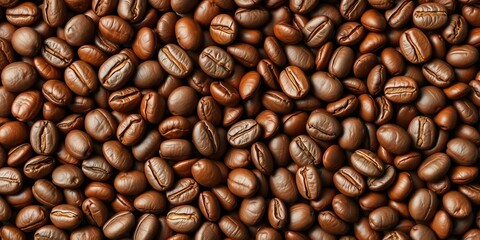 Close-up vector seamless pattern of rich brown coffee beans, element, pattern