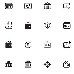 Fototapete - Business finance and banking vector icon set with web communication symbols