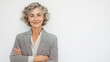 © AgungKY - Attractive older female portrait confident mature woman gray hair blazer
