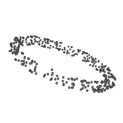 Fototapete - Abstract metal particles simulation ring 3D shape isolated. Futuristic chrome particles circle element