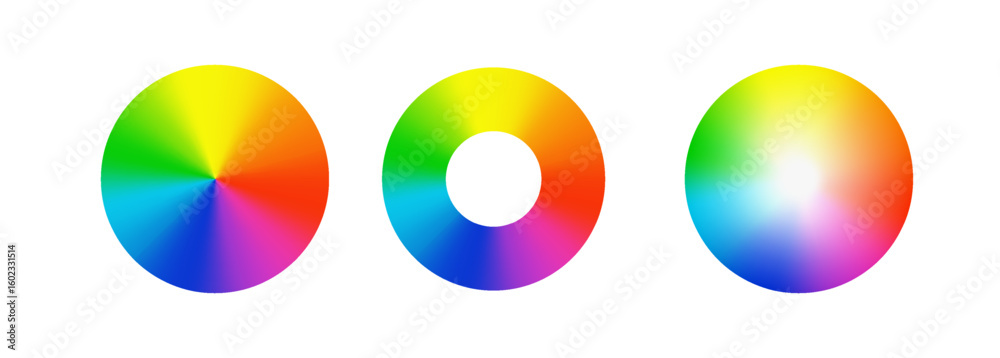 Circular color theory diagram showing full spectrum, gradient ...